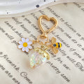Jelly Strawberry Enamel Daisy Heart Clasp Keychain - Color_05