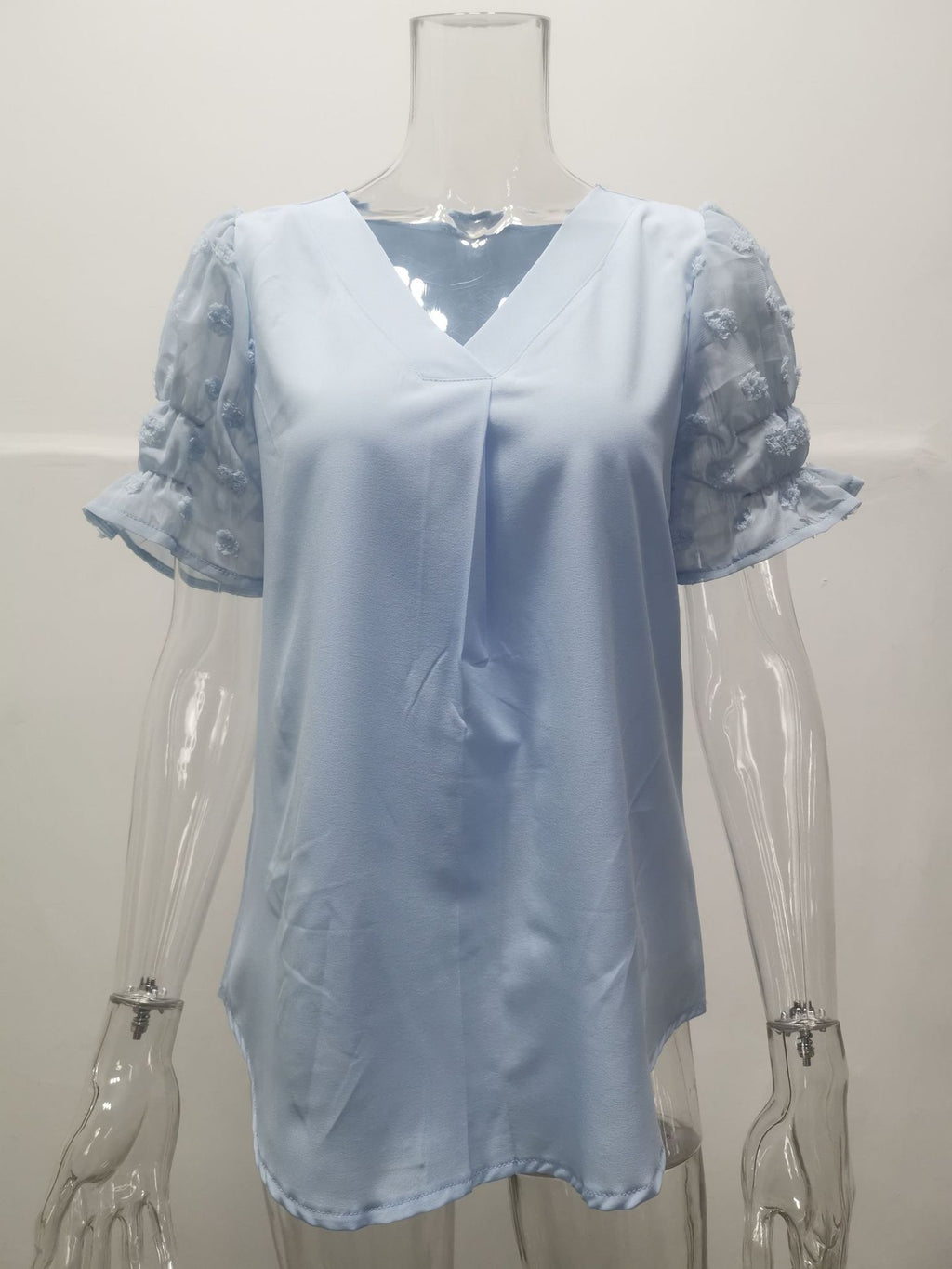 Chiffon Blouse with Textured Puff Sleeves