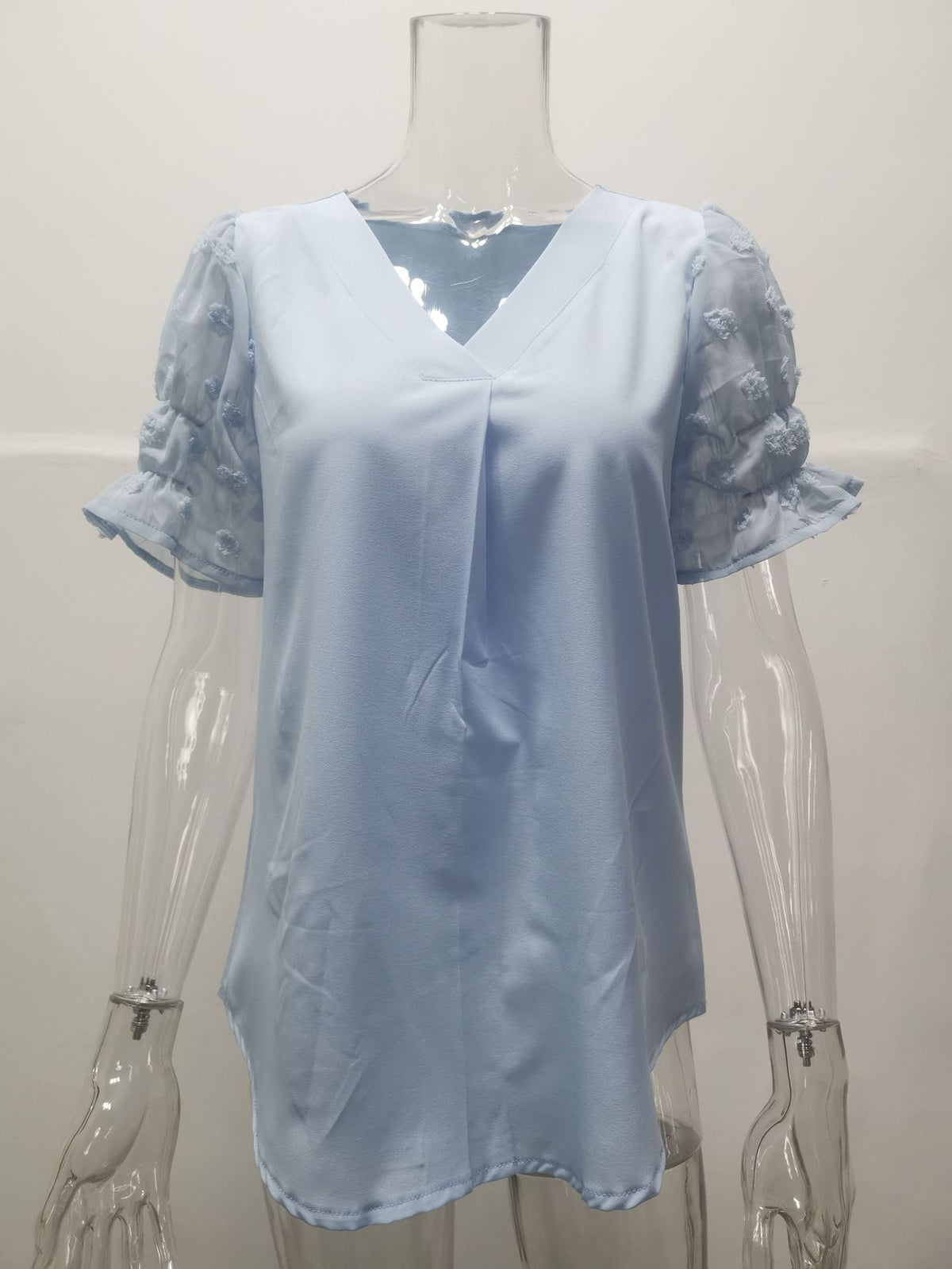 Chiffon Blouse with Textured Puff Sleeves