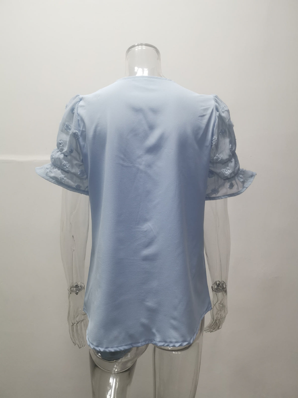 Chiffon Blouse with Textured Puff Sleeves - view 2
