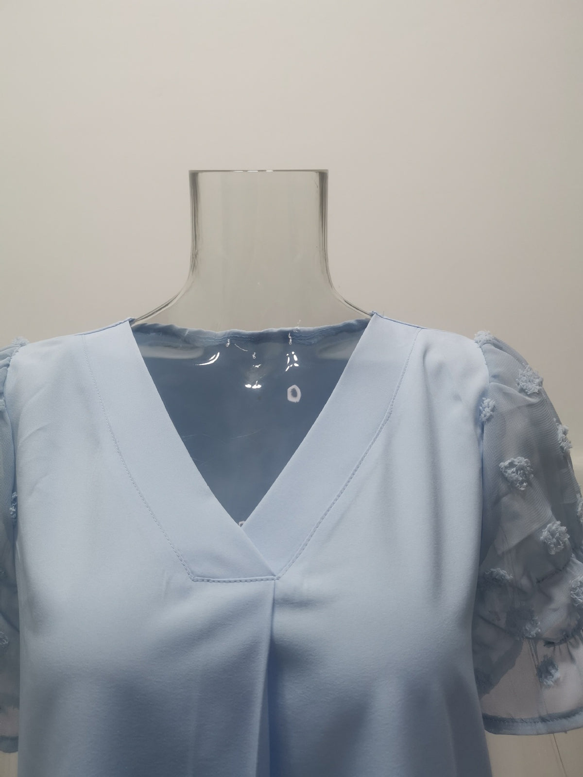 Chiffon Blouse with Textured Puff Sleeves - view 3