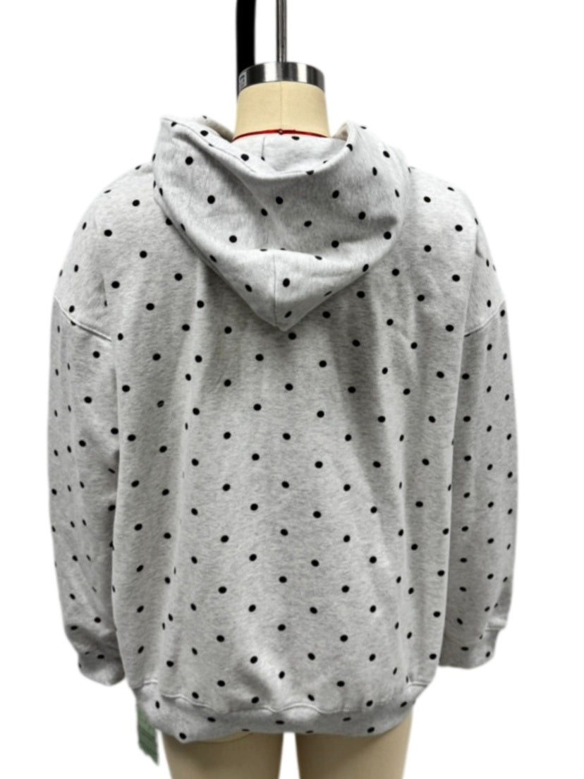 Oversized Print Pullover Hoodie with Kangaroo Pocket - Polka_White - 2