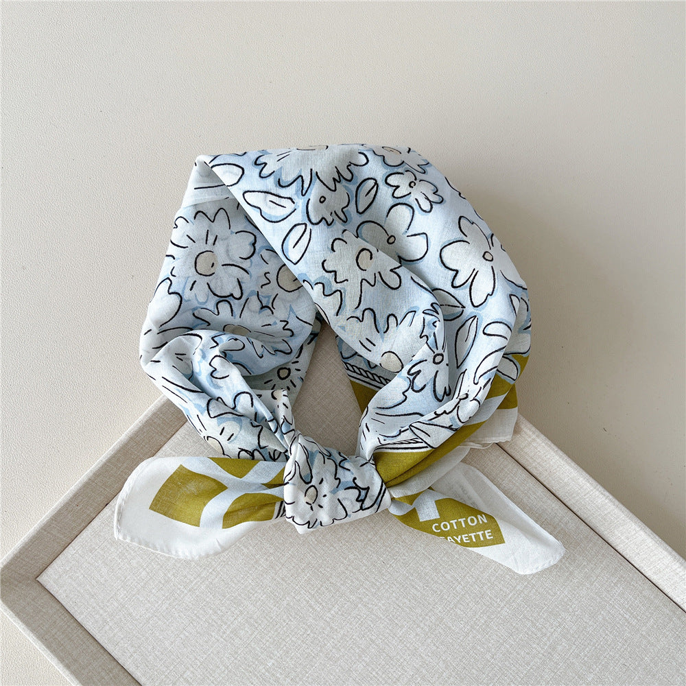 Vintage Garden Print Square Bandana Scarf - NO01