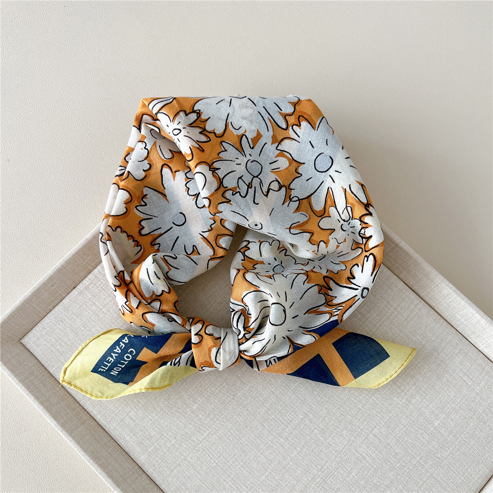 Vintage Garden Print Square Bandana Scarf - NO02