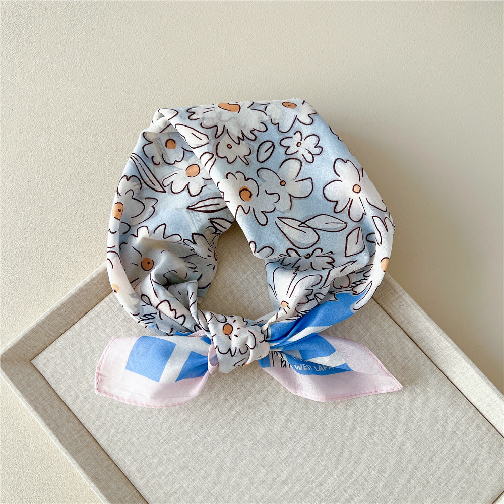 Vintage Garden Print Square Bandana Scarf - NO03