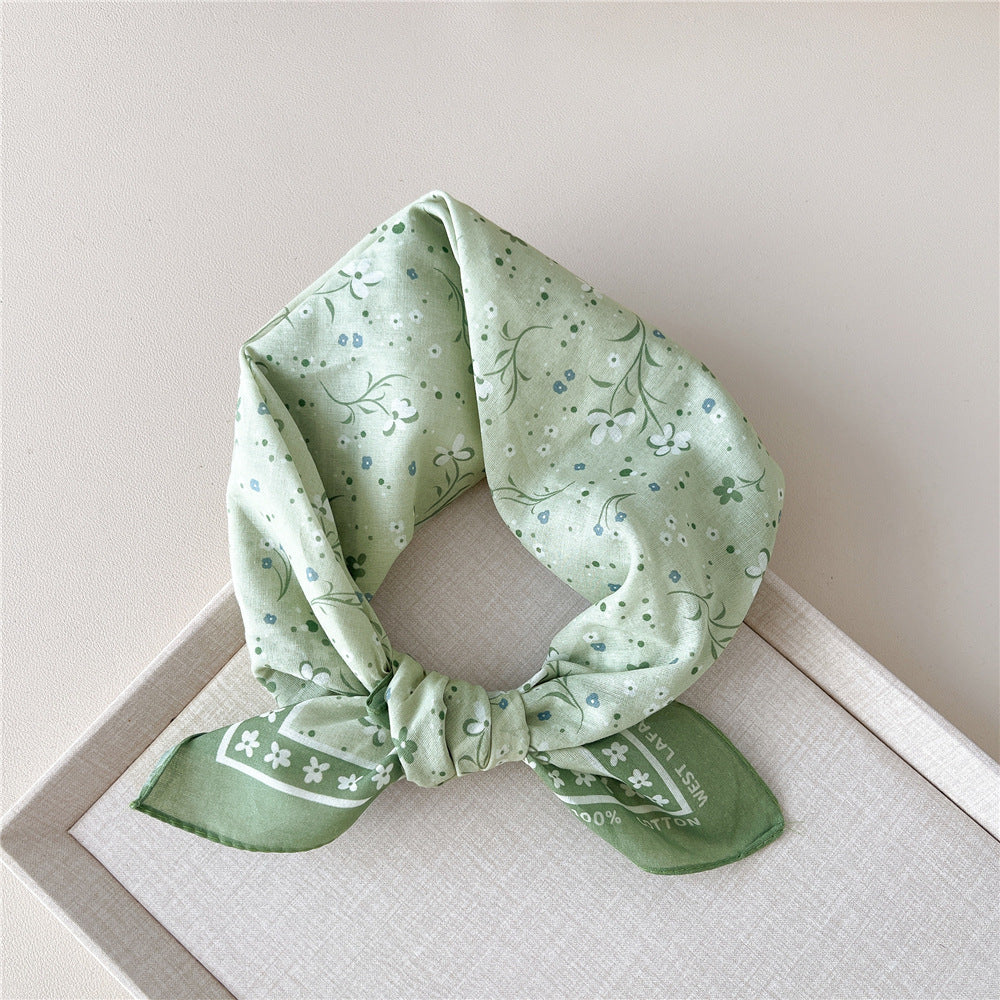 Vintage Garden Print Square Bandana Scarf - NO05
