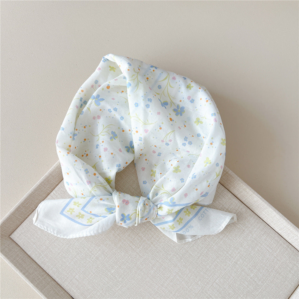 Vintage Garden Print Square Bandana Scarf - NO06