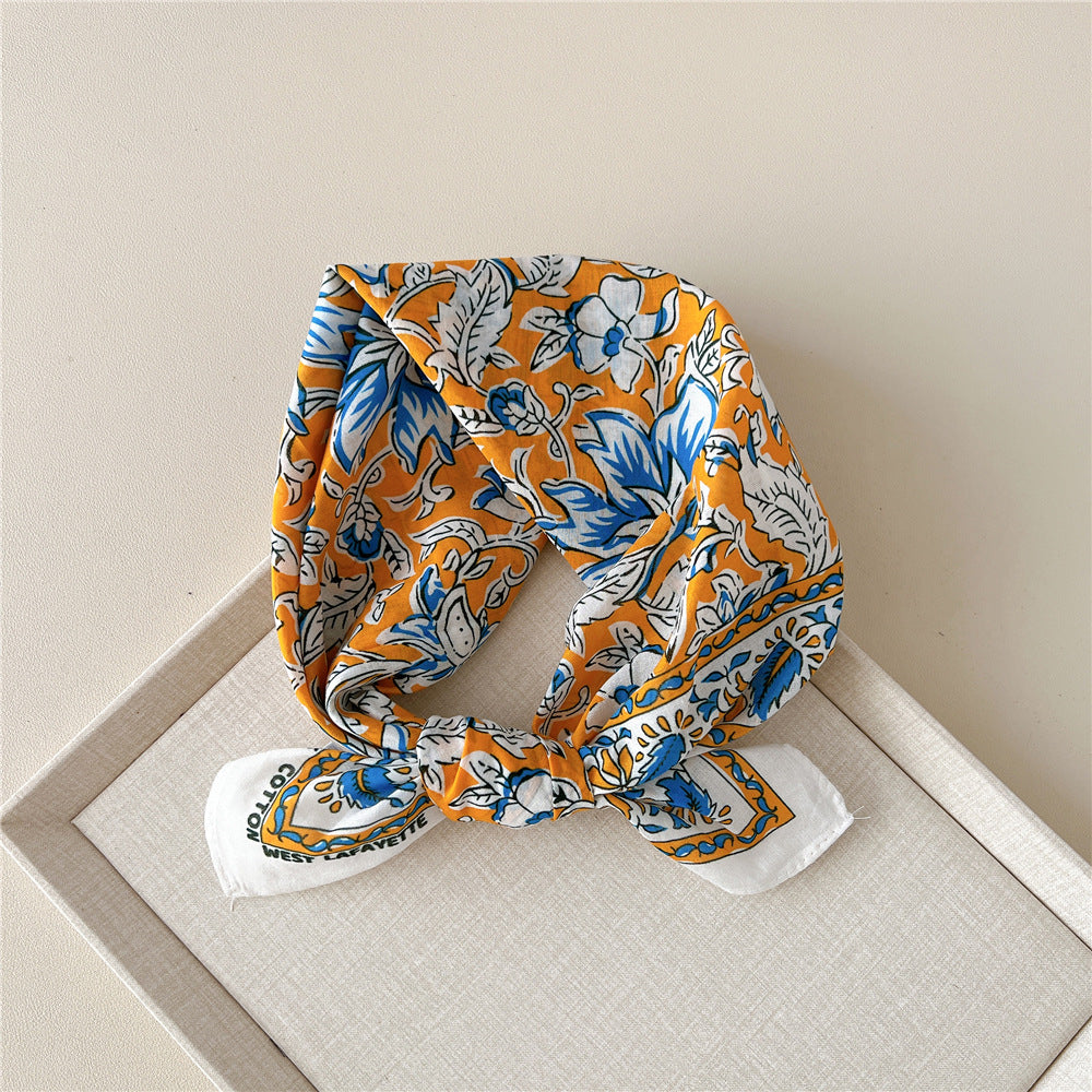 Vintage Garden Print Square Bandana Scarf - NO07