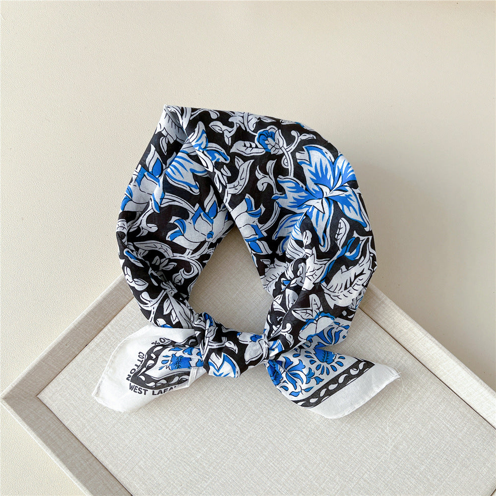 Vintage Garden Print Square Bandana Scarf - NO08