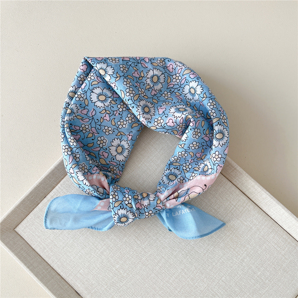 Vintage Garden Print Square Bandana Scarf - NO09