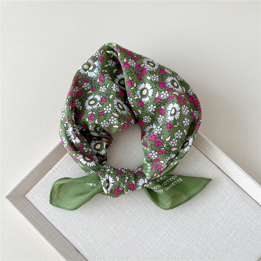 Vintage Garden Print Square Bandana Scarf - NO10