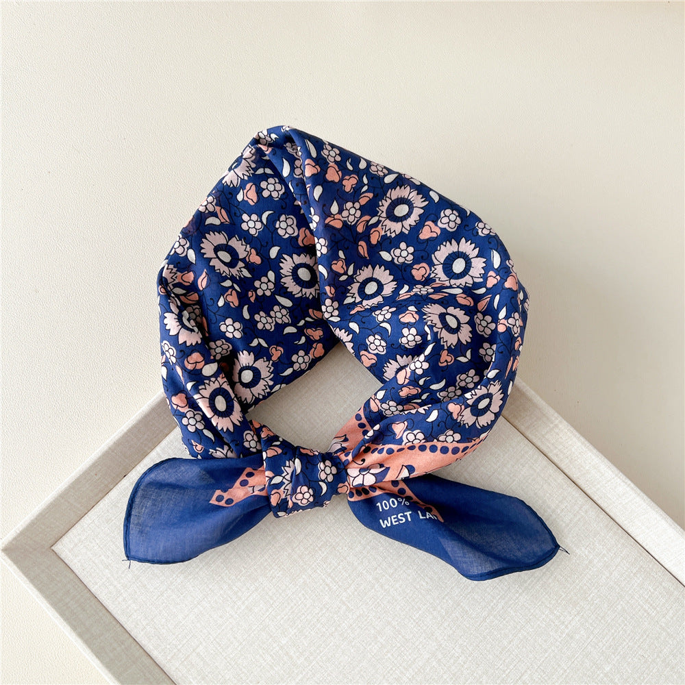 Vintage Garden Print Square Bandana Scarf - NO11