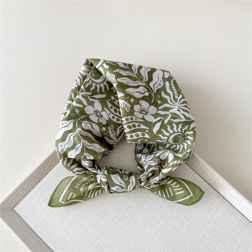 Vintage Garden Print Square Bandana Scarf - NO12