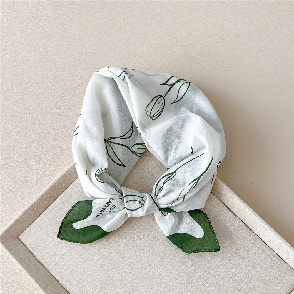 Vintage Garden Print Square Bandana Scarf - NO15