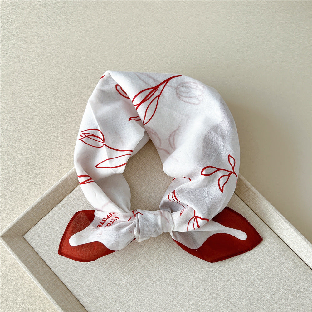 Vintage Garden Print Square Bandana Scarf - NO16