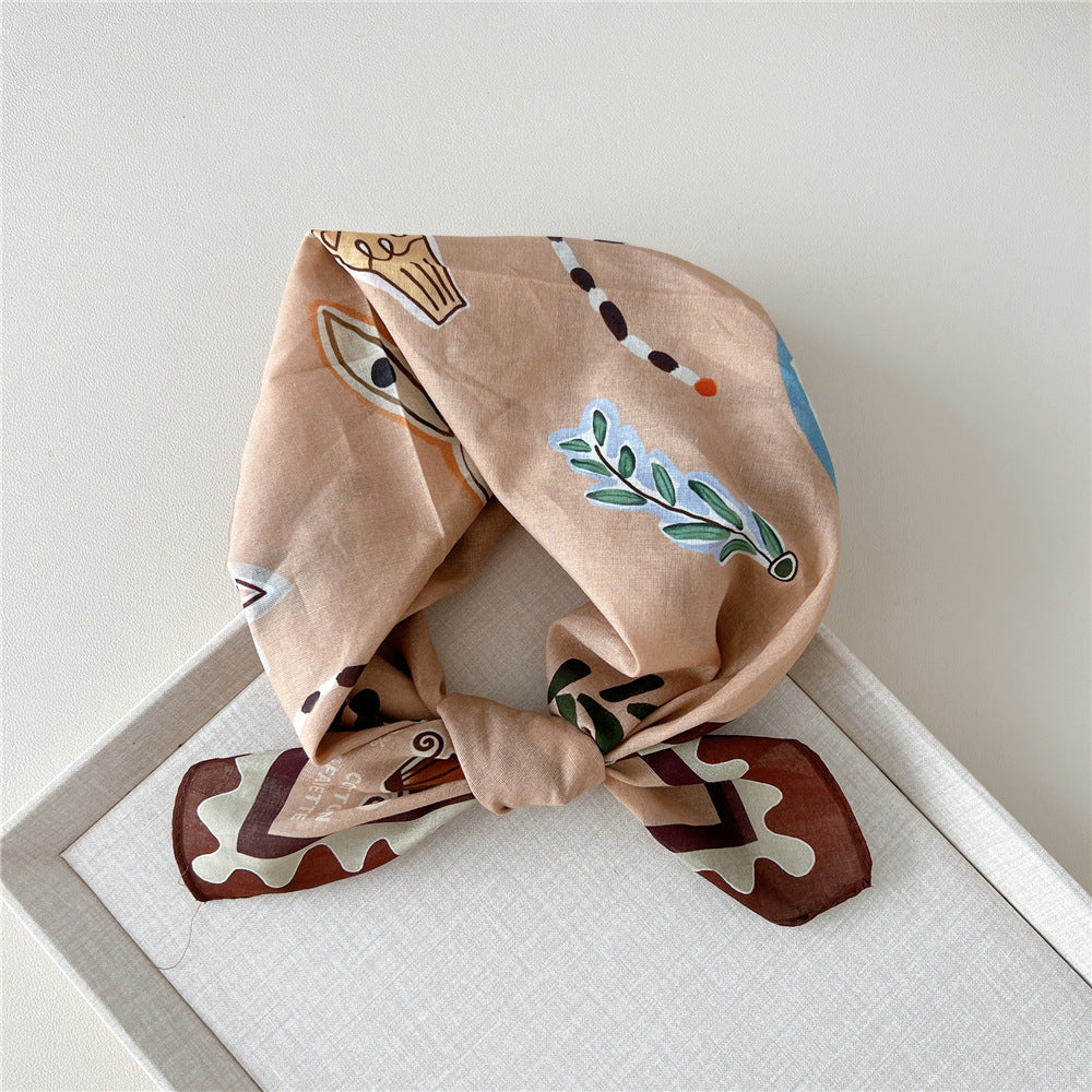 Vintage Garden Print Square Bandana Scarf - NO17