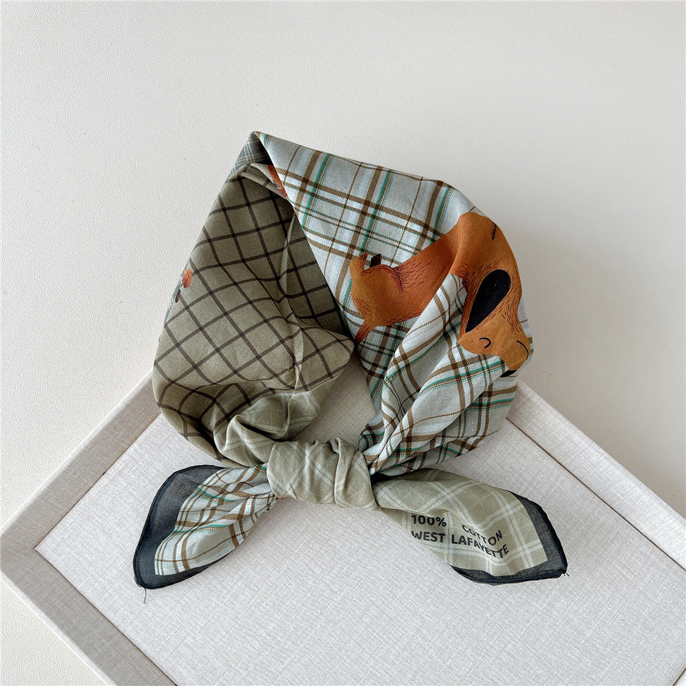 Vintage Garden Print Square Bandana Scarf - NO19