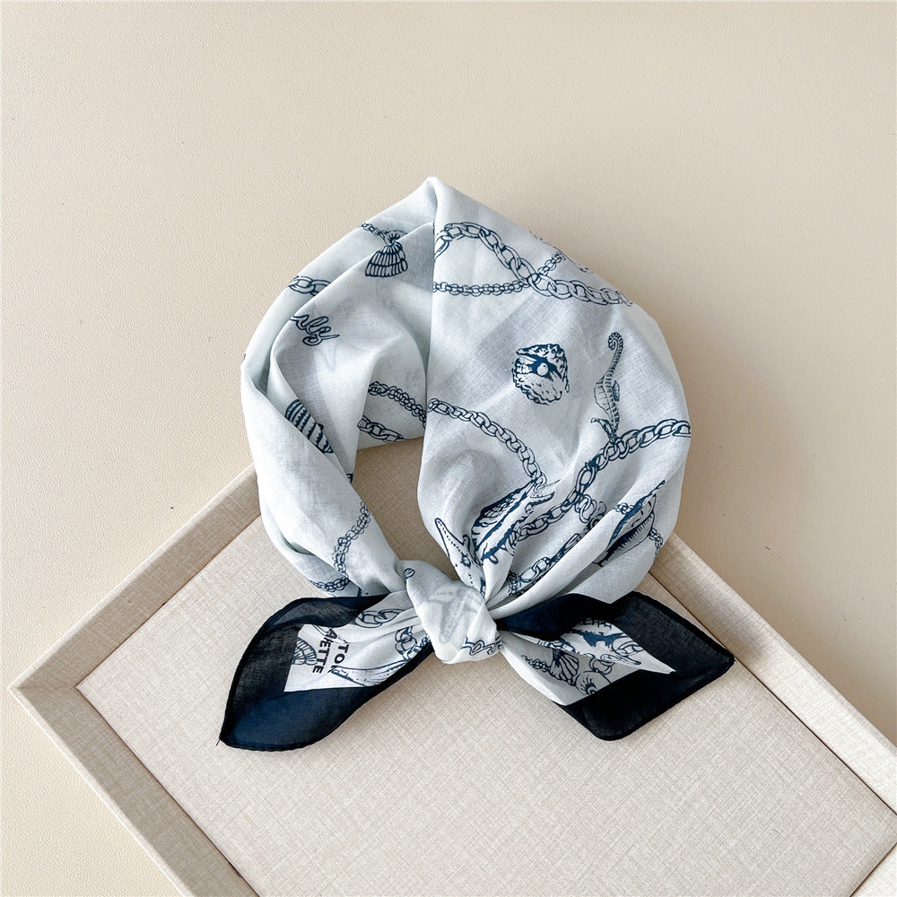 Vintage Garden Print Square Bandana Scarf - NO23