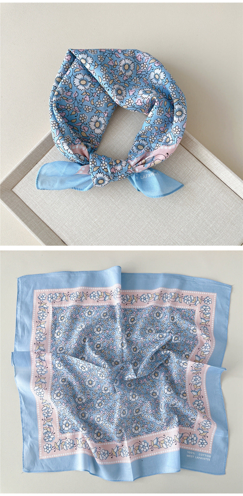 Vintage Garden Print Square Bandana Scarf - view 11