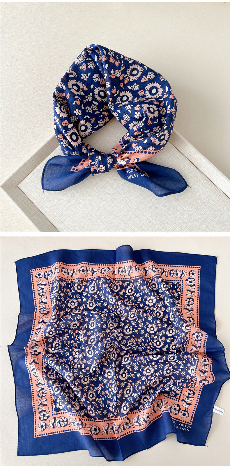 Vintage Garden Print Square Bandana Scarf - view 13