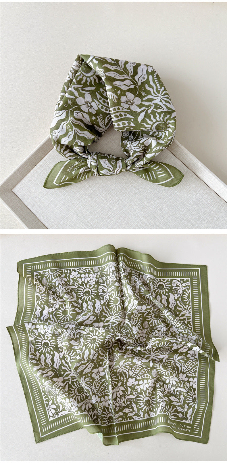 Vintage Garden Print Square Bandana Scarf - view 14