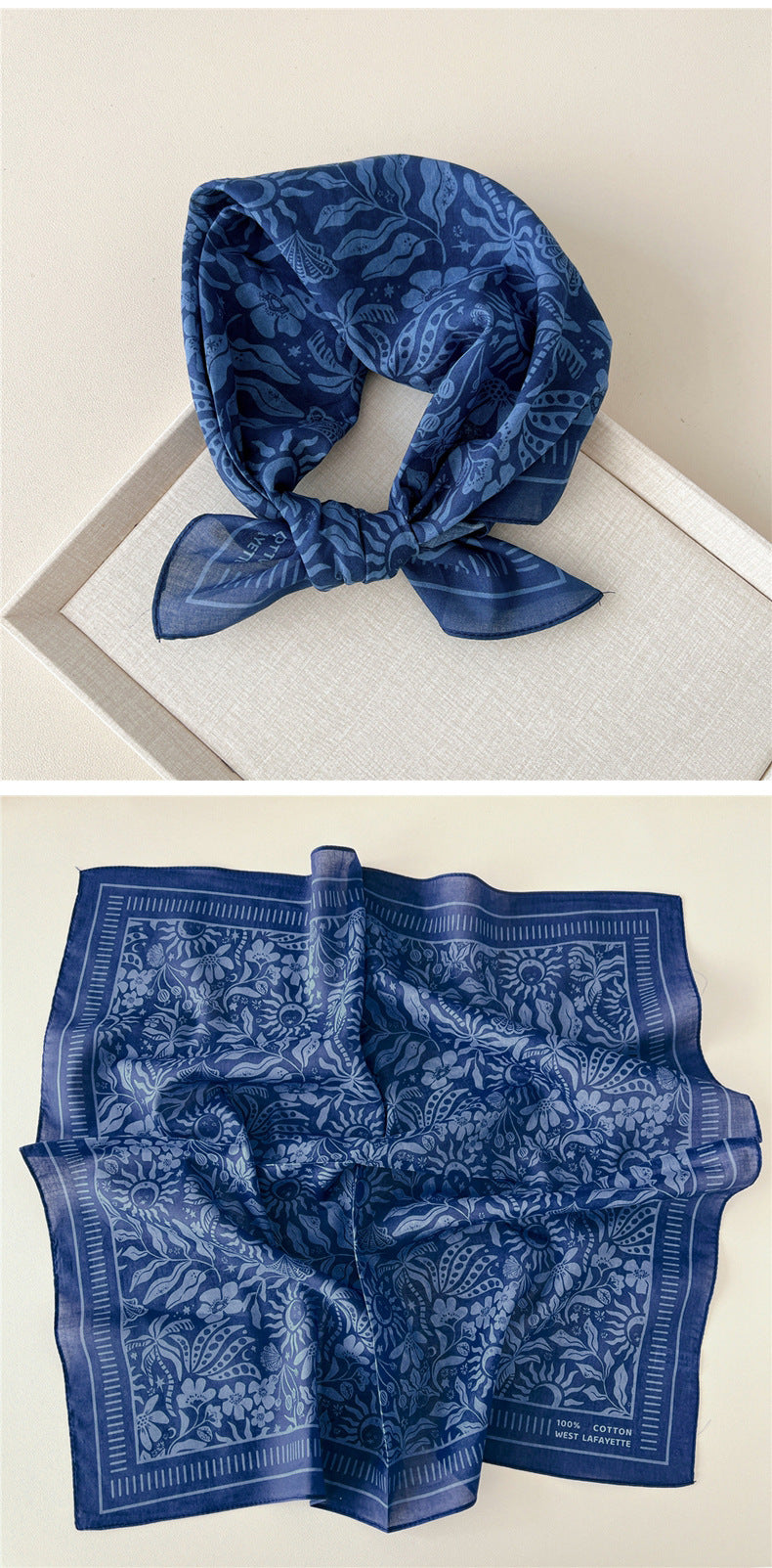 Vintage Garden Print Square Bandana Scarf - view 15