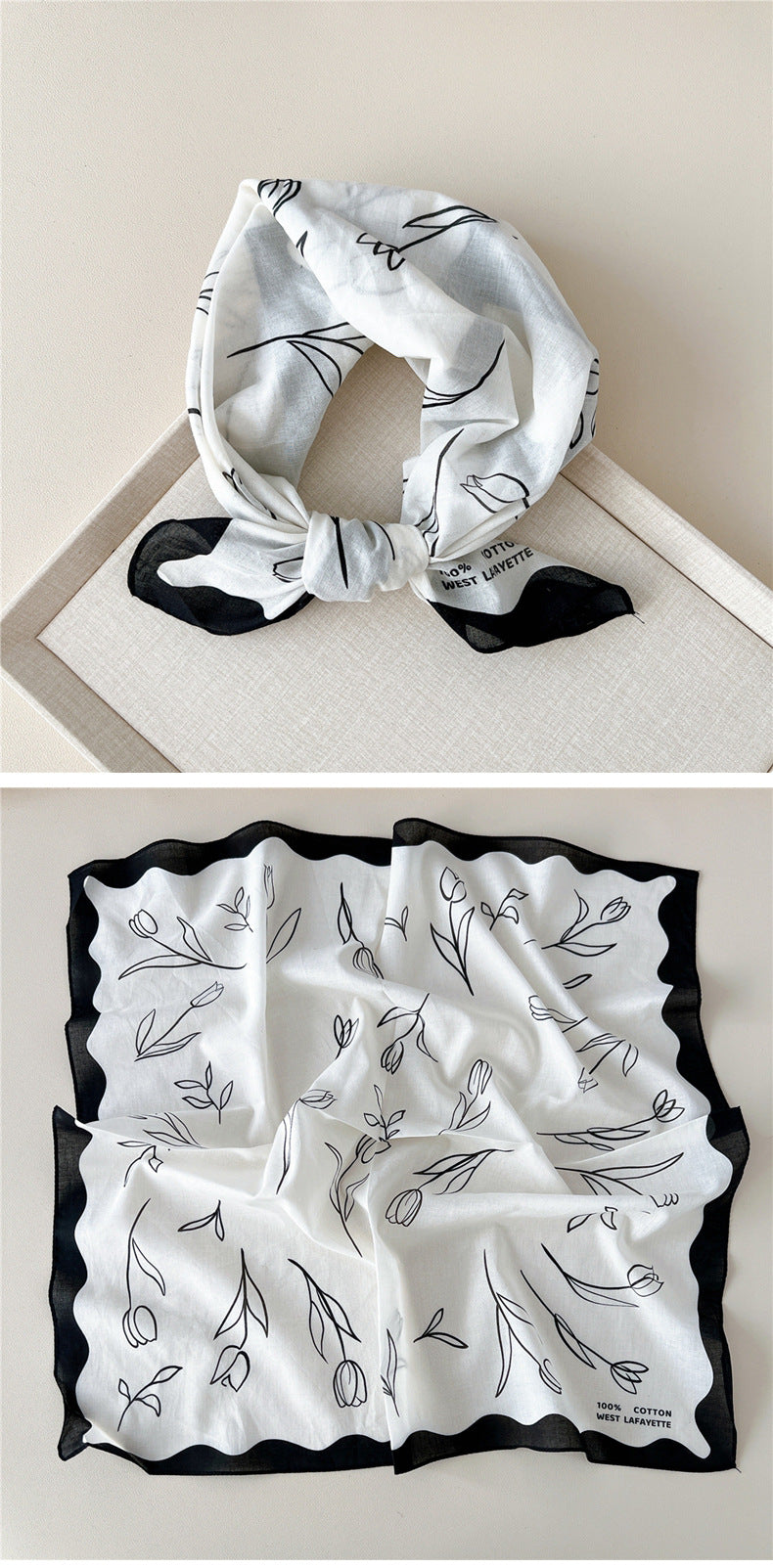 Vintage Garden Print Square Bandana Scarf - view 16