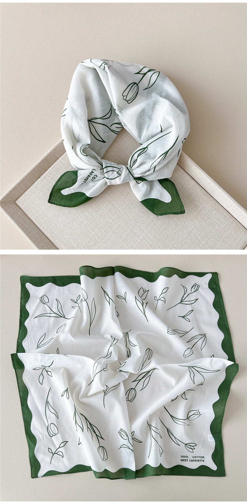 Vintage Garden Print Square Bandana Scarf - view 17