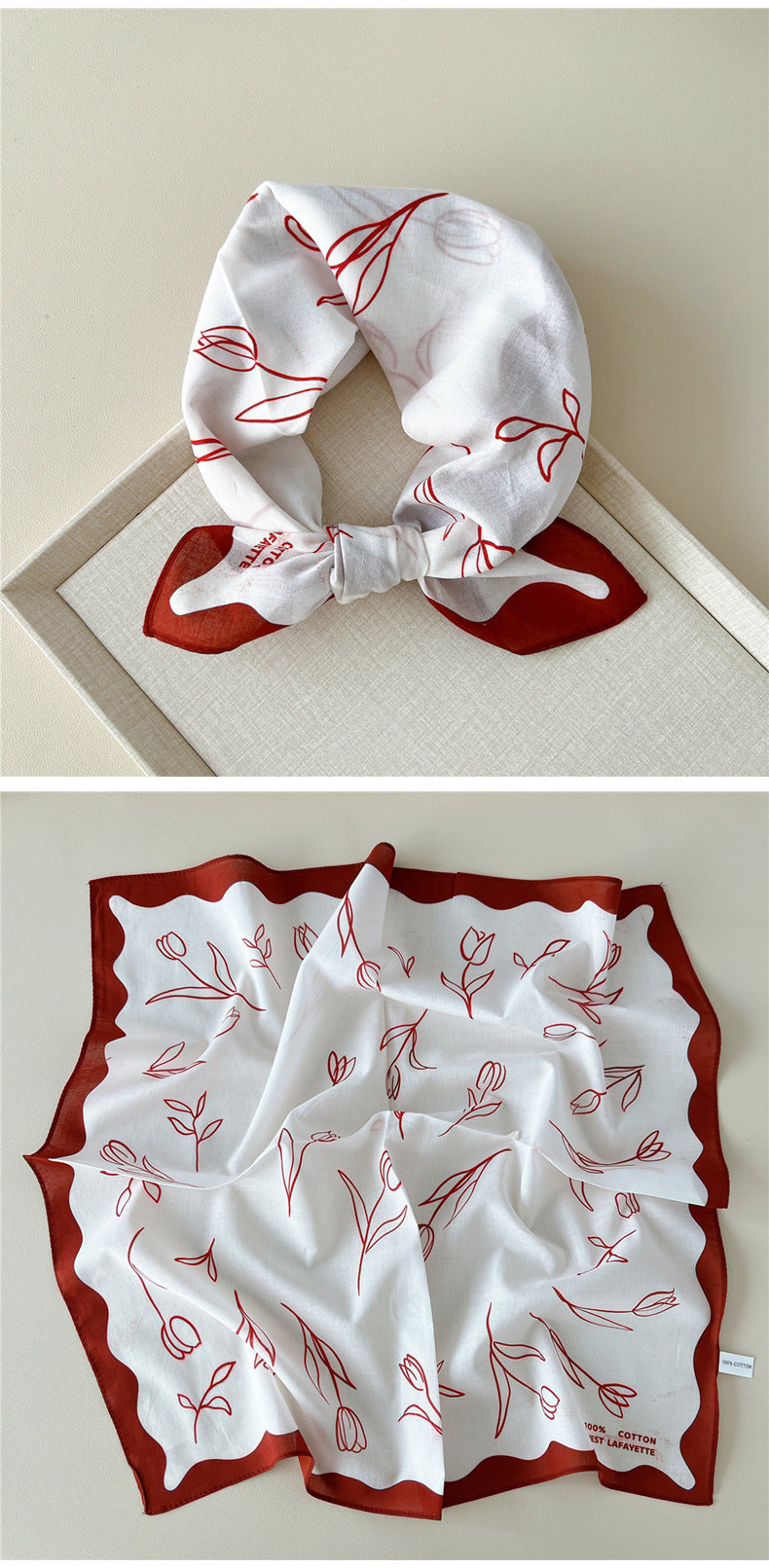 Vintage Garden Print Square Bandana Scarf - view 18