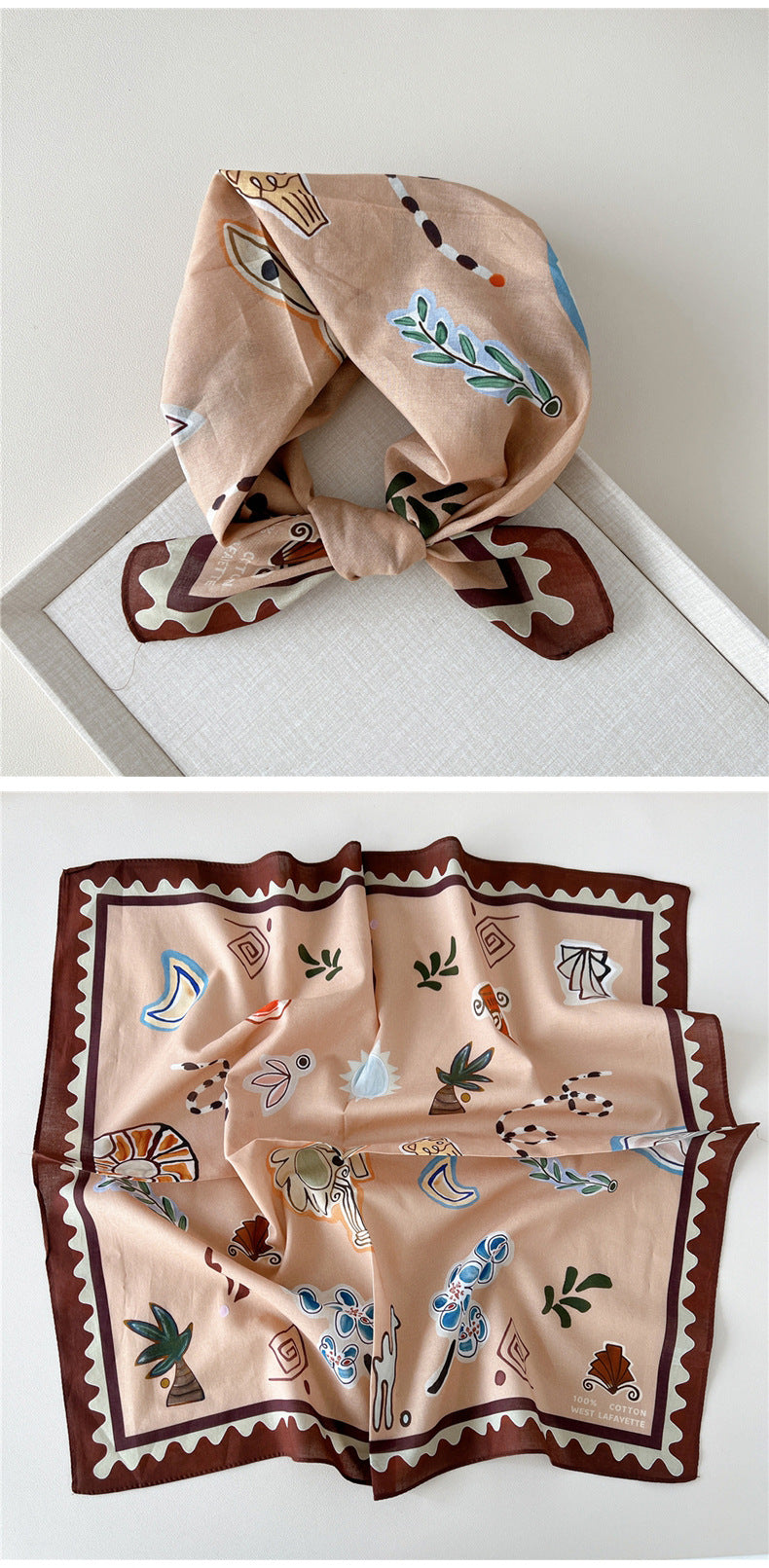 Vintage Garden Print Square Bandana Scarf - view 19