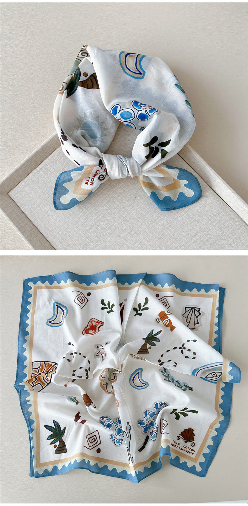 Vintage Garden Print Square Bandana Scarf - view 20