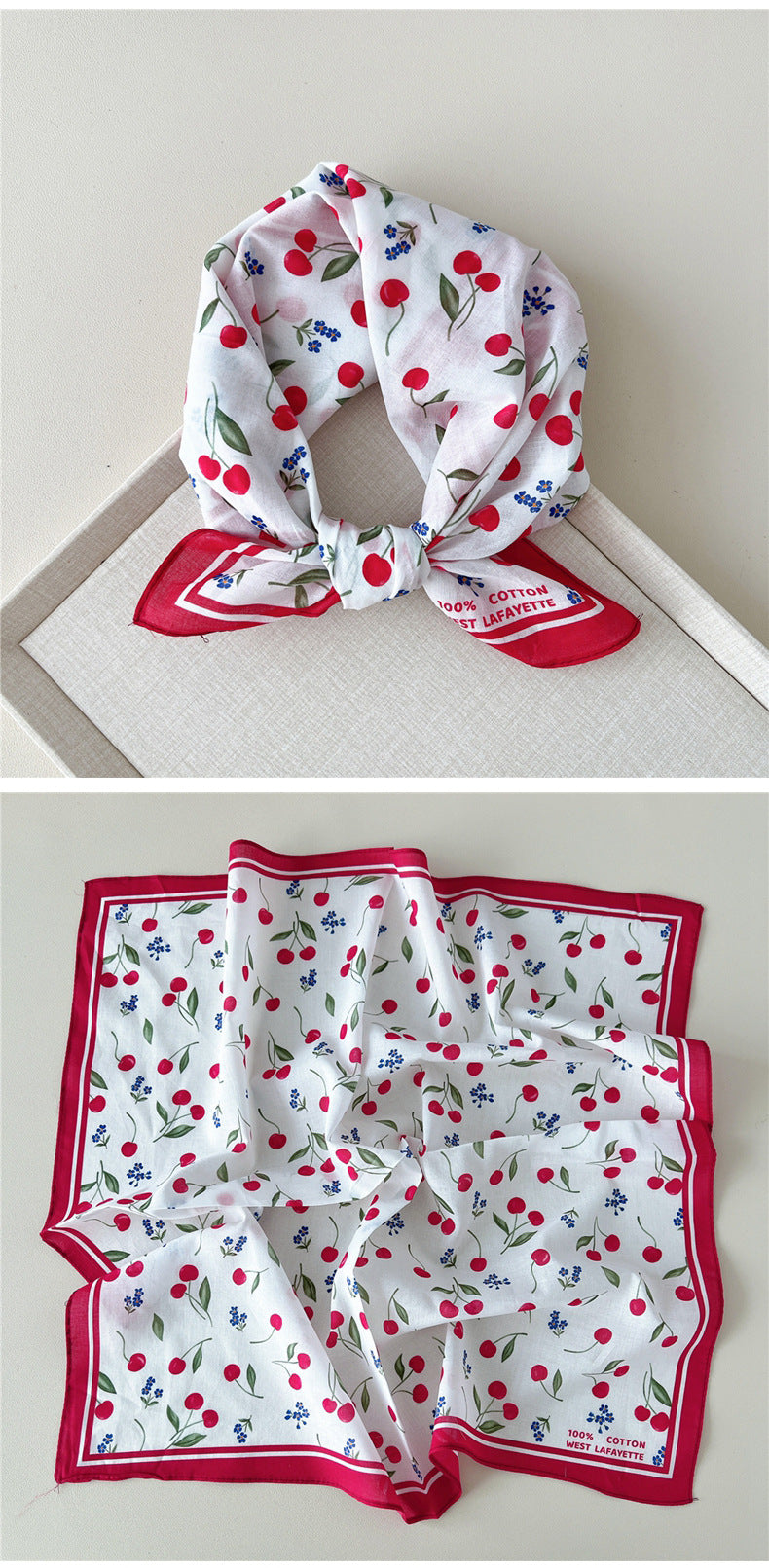 Vintage Garden Print Square Bandana Scarf - view 23