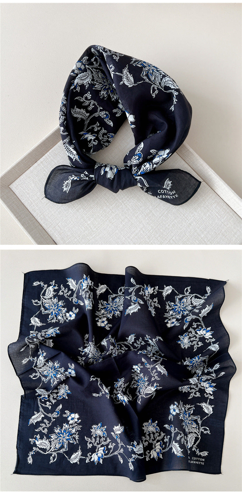 Vintage Garden Print Square Bandana Scarf - view 24
