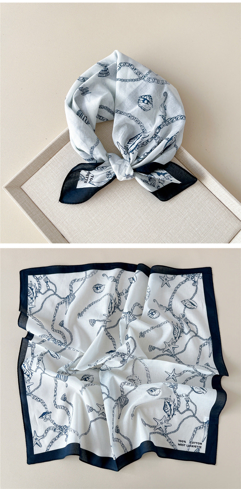 Vintage Garden Print Square Bandana Scarf - view 25