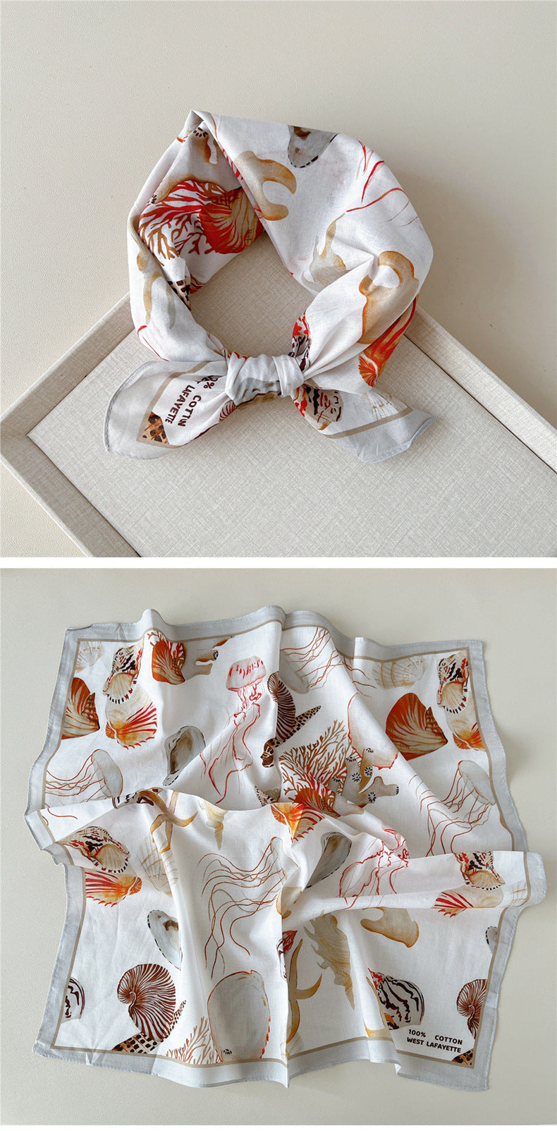 Vintage Garden Print Square Bandana Scarf - view 26