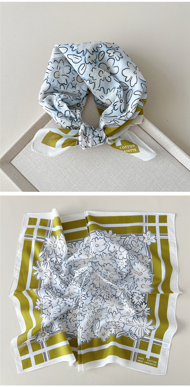 Vintage Garden Print Square Bandana Scarf - view 3