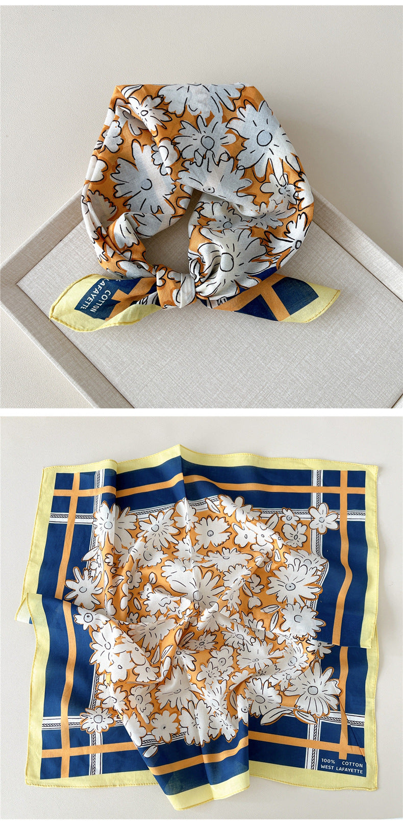 Vintage Garden Print Square Bandana Scarf - view 4