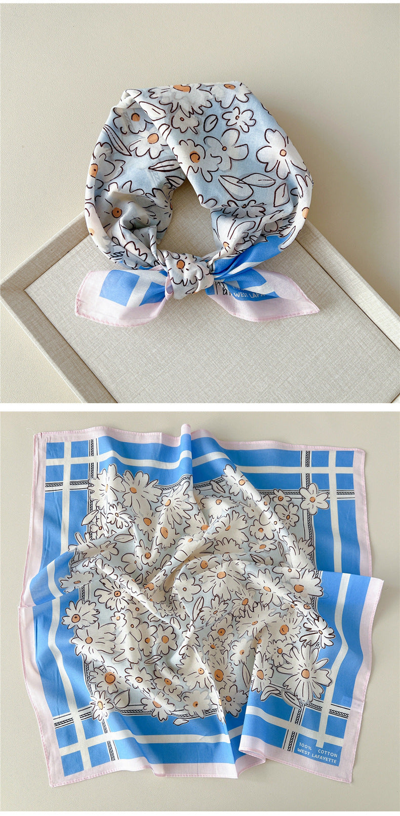 Vintage Garden Print Square Bandana Scarf - view 5