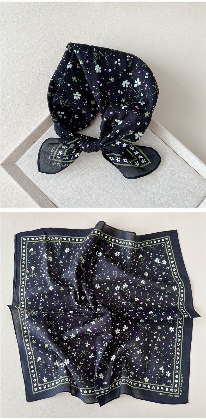 Vintage Garden Print Square Bandana Scarf - view 6
