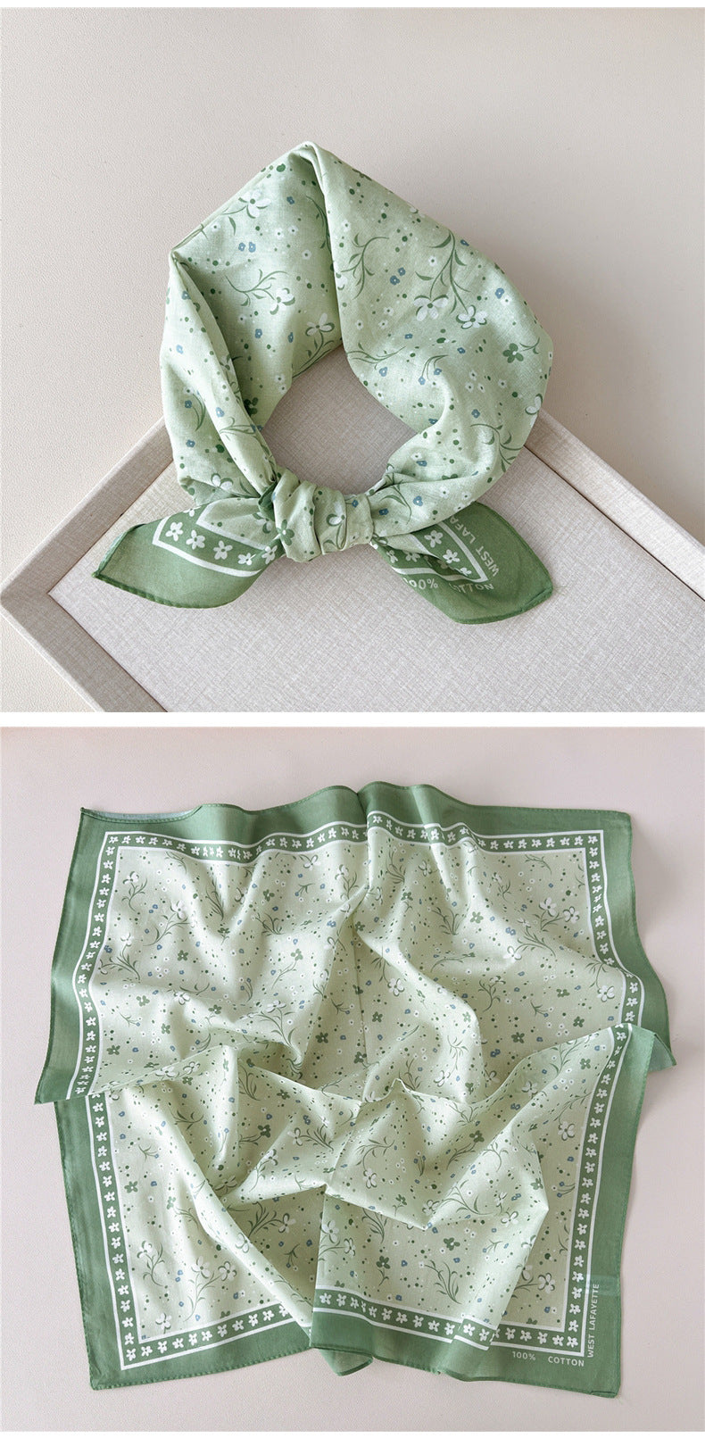 Vintage Garden Print Square Bandana Scarf - view 7