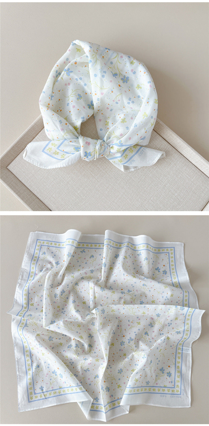 Vintage Garden Print Square Bandana Scarf - view 8