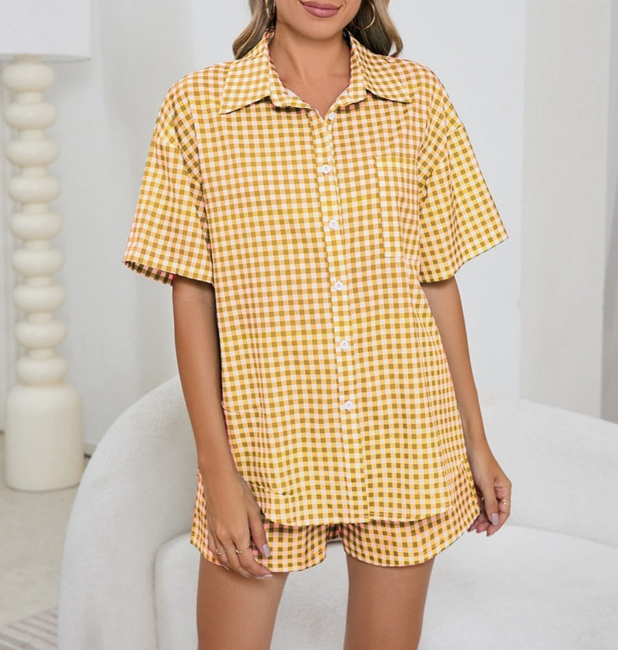 Gingham Short Sleeve Shirt And Shorts Set - view 8
