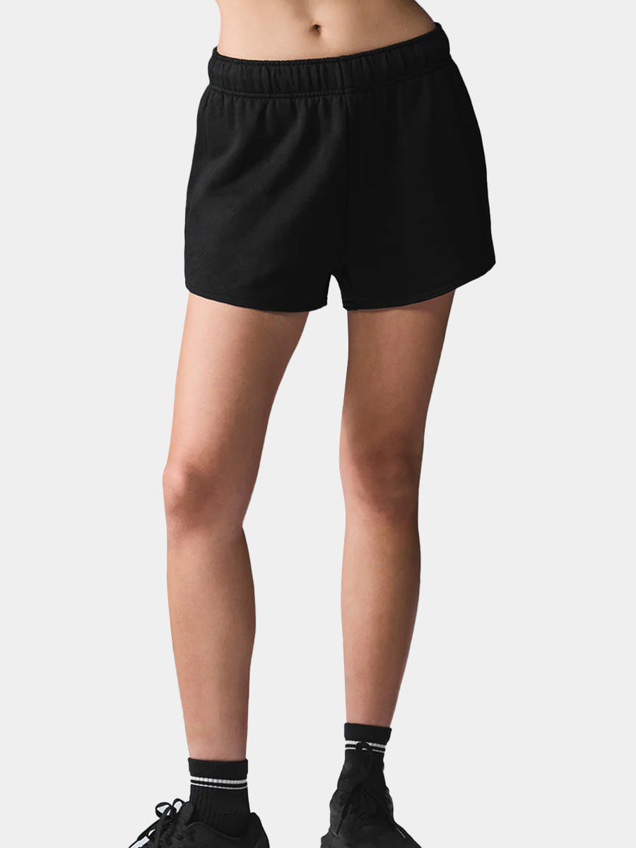 Cozy Half Zip Pullover Sweatshirt and Shorts - BlackShorts