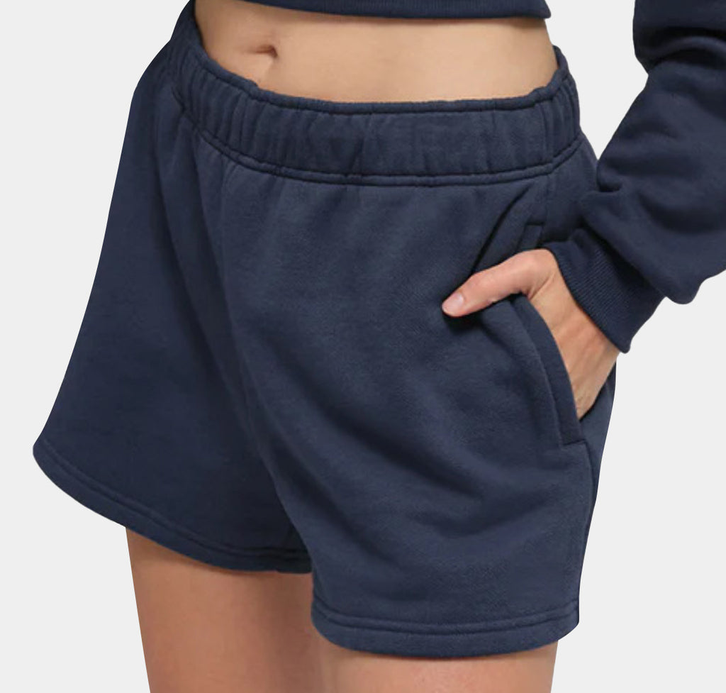 Cozy Half Zip Pullover Sweatshirt and Shorts - NavyShorts