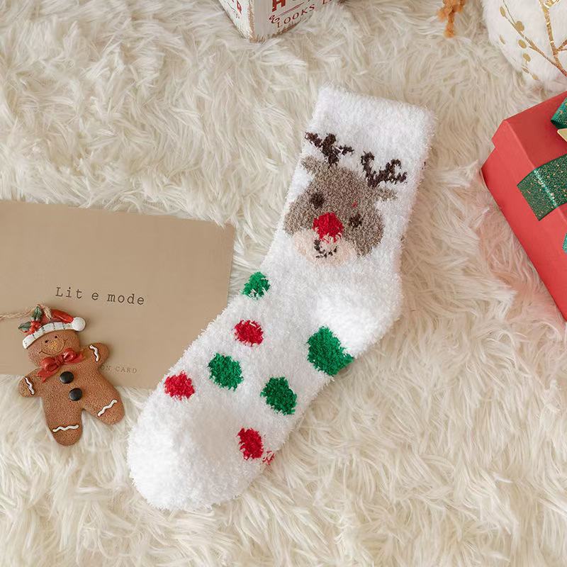 Fluffy Christmas Character Lounge Socks - Color_01