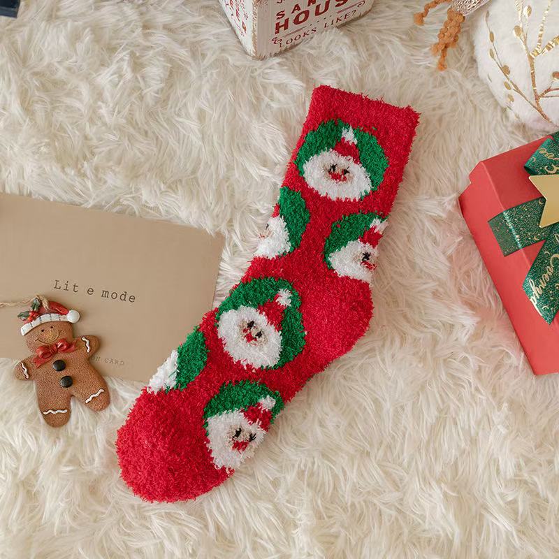 Fluffy Christmas Character Lounge Socks - Color_02
