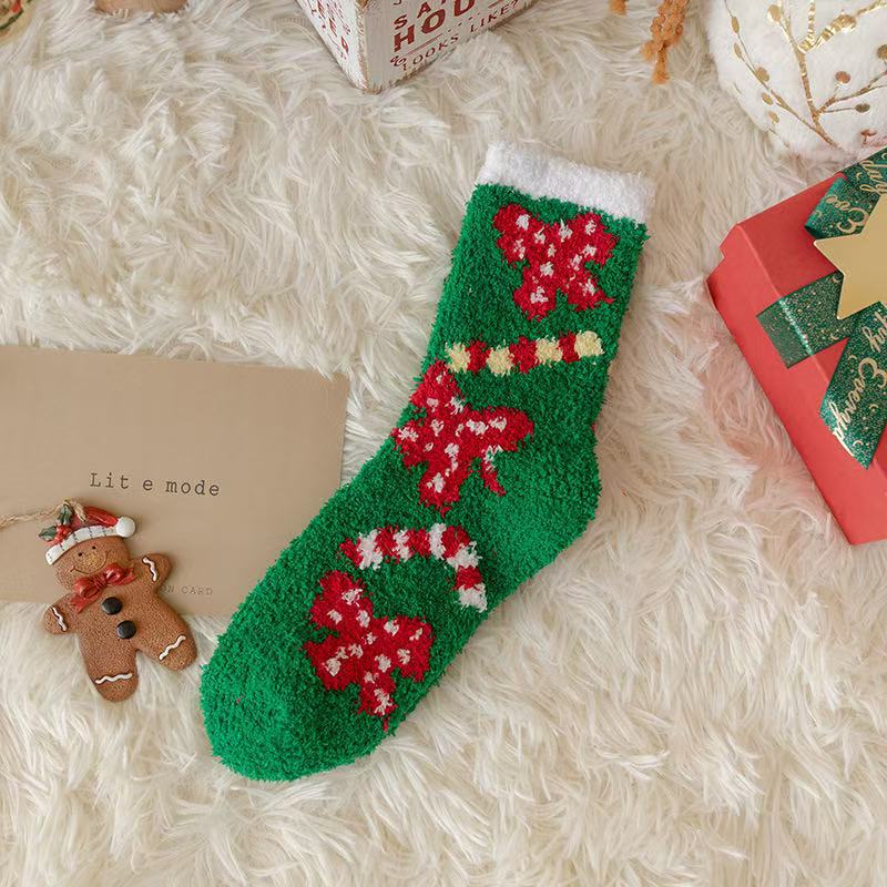 Fluffy Christmas Character Lounge Socks - Color_04