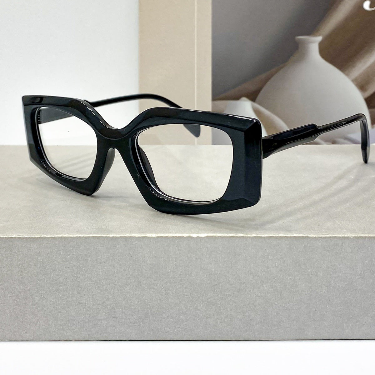 Chunky Cat Eye Clear Lens Eyeglasses - Black