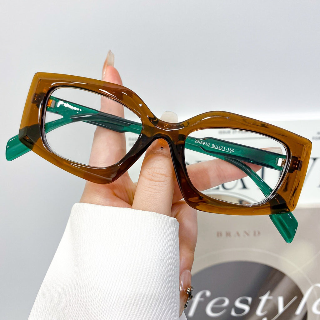 Chunky Cat Eye Clear Lens Eyeglasses - Coffee_G - 1