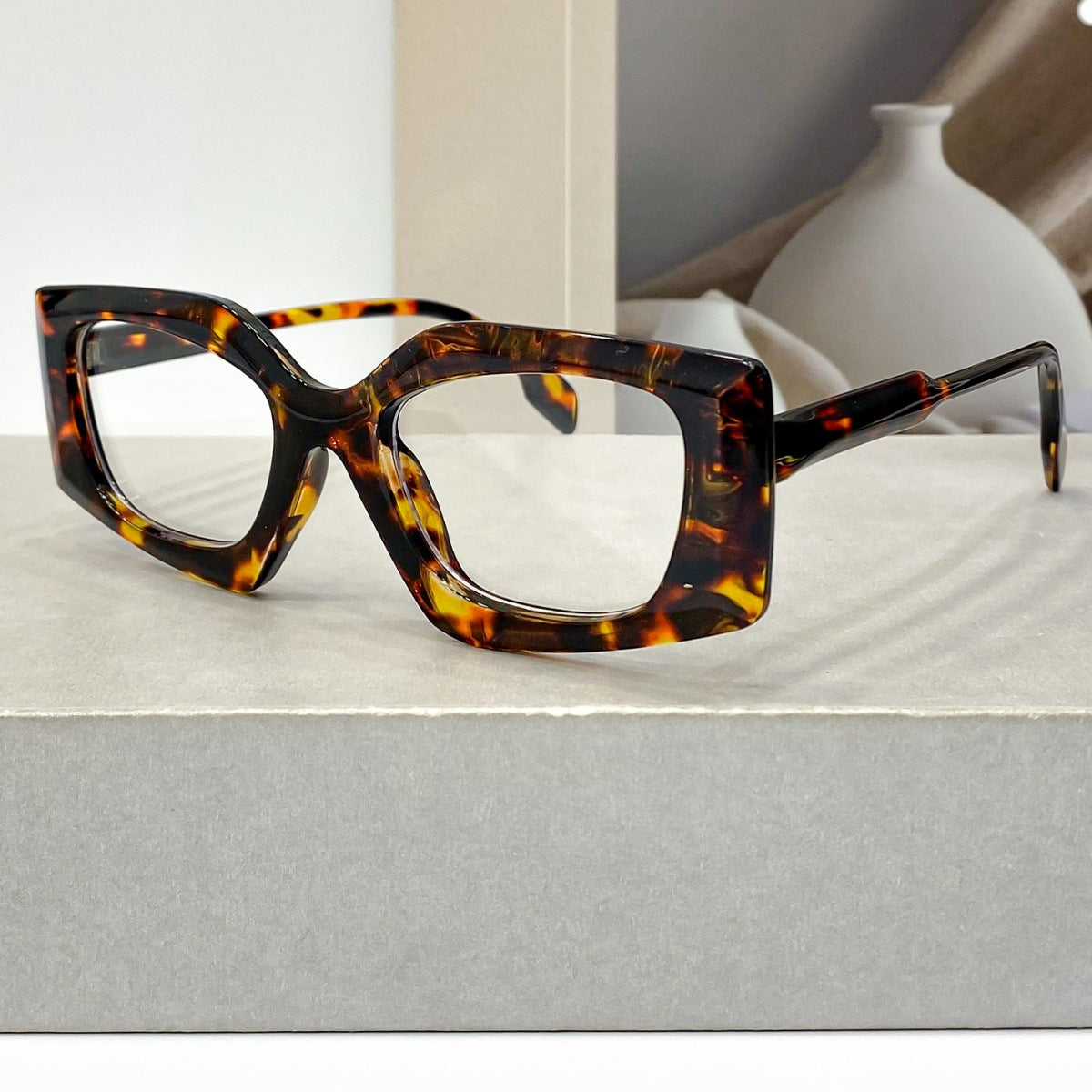 Chunky Cat Eye Clear Lens Eyeglasses - Leopard - 1